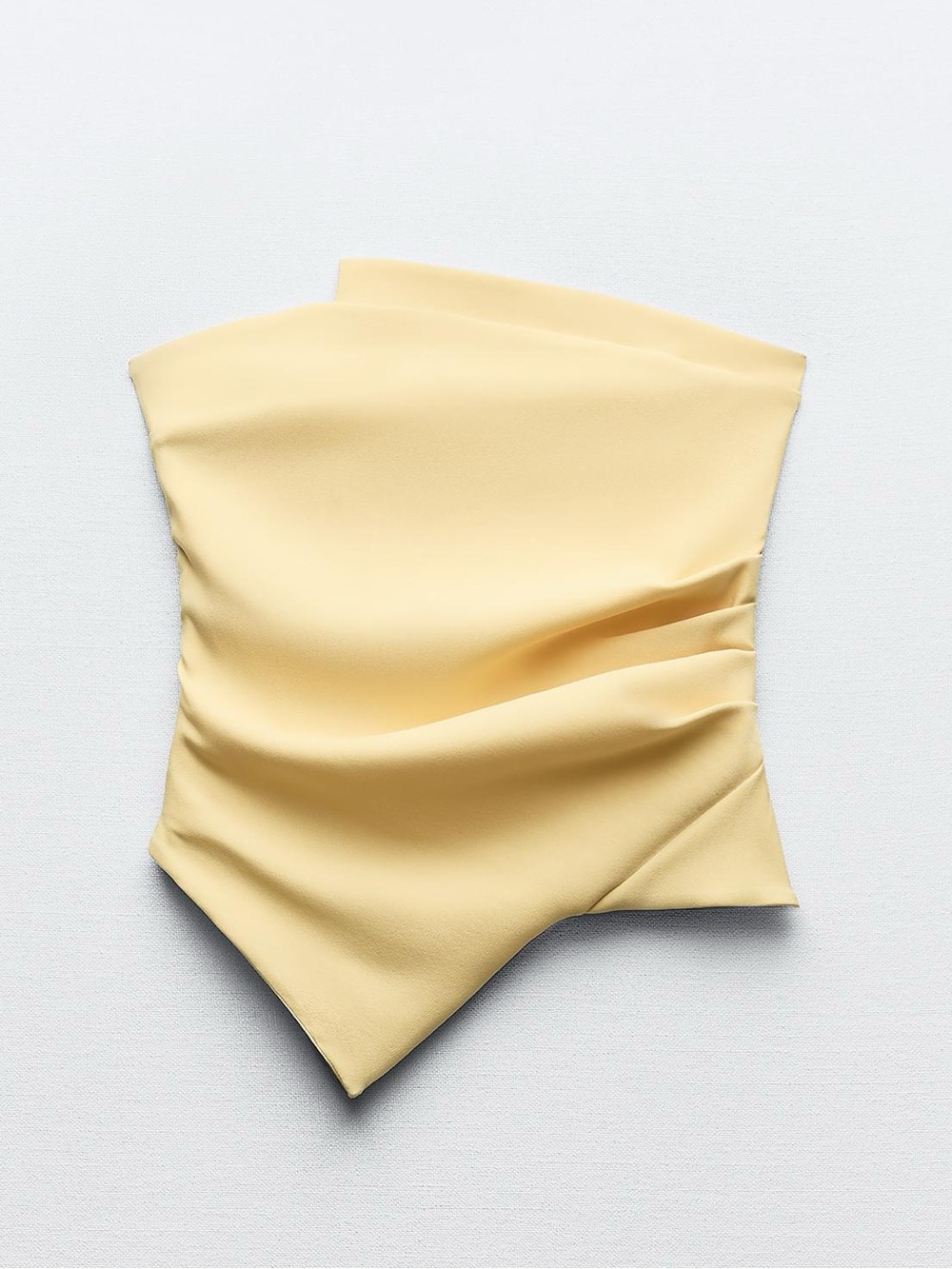 Zara Strapless Ruched Top Light Yellow Size Small (⚠️see description)